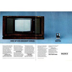 1981 Sony Trinitron Console Floor TV 2 Page Vintage Print Ad 70s Tech Wall Art